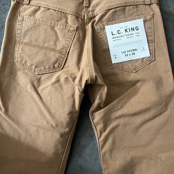 L.C. King Brown Duck 5 Pocket Jean size 32/30 straight workwear pants - Picture 3 of 9
